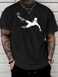 Men's T-Shirt Dynamic Soccer Player In Motion With Flying Ball Striking Energy Figure