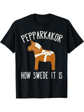 Men's T-Shirt Pepparkakor Horse With White Icing Accents Standing Under Playful Lettering