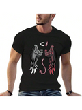 Men's T-Shirt Contrasting Wings With White Halo And Red Devil Tail Angel Wing