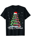Men's T-Shirt Merry Christmas Candy Canes Arranged As Festive Christmas Tree On Black T Shirt
