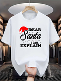 Men's T-Shirt Dear Santa I Can Explain Whimsical Christmas Hat With Cheerful Lettering Santa