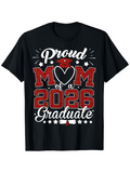 Men's T-Shirt Proud Of A 2026 Graduate Festive Stars With Red Glitter Accents On Black Shirt
