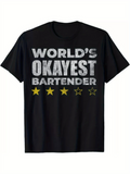 Men's T-Shirt Worlds Okayest Bartender With Five Yellow Rising Stars T Shirt