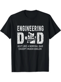 Men's T-Shirt Engineering Dad With White Chalk Scribble Lettering And Workshop Tools On Black T Shirt