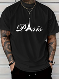 Men's T-Shirt Paris Iconic Eiffel Tower Under Elegant Script Text
