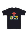 Men's T-Shirt Glow For Jesus Shining Red Cross Among Vibrant Lettering On Shirt
