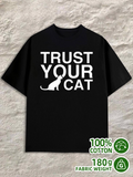 Men's T-Shirt Trust Your Cat Silhouette With Bold White Lettering Cat