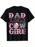 Men's T-Shirt Dad Of The Birthday Cowgirl With Stars And Pink Cowboy Hat