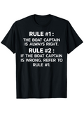 Men's T-Shirt Rule One And Two Clear Bold Font Funny Boat Captain Saying