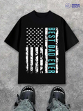 Men's T-Shirt Best Dad Ever Distressed American Flag Vertical Typography T Shirt