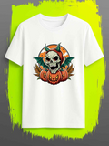 Men's T-Shirt Spooky Halloween Night With Skull Bat And Carved Pumpkin