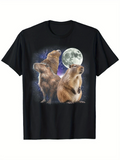Men's T-Shirt Shining Full Moon Surrounded By Blue Stars With Capybara Under Night Sky