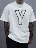 Men's T-Shirt Hand Drawn Outline Letter With Bold Sketchy Style Y