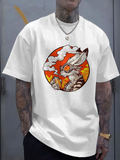 Men's T-Shirt Fiery Sky With Clouds And Vapor Around Futuristic Rabbit