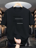 Men's T-Shirt Minimalist Lines On Solid Black Cotton T Shirt