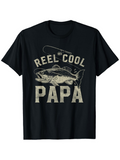 Men's T-Shirt Reel Cool Papa With Vintage Fishing Rod And Jumping Bass Fish