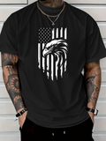 Men's T-Shirt Grunge Stripes And American Flag With Bold Majestic Eagle