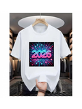 Men's T-Shirt Neon Light Rays Bursting With Sparkles Under Dark Night Year 2026