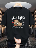Men's T-Shirt Capybara Cartoon With Playful Digital Doodles Surrounding Relaxed Capybara