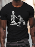 Men's T-Shirt Emotional Reunion Under Moonlight With Skeleton Human And Loyal Dog