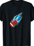 Men's T-Shirt Electric Blue Flames With Speeding Red Football