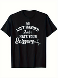 Men's T-Shirt Left Handed Lettering And Hand Drawn Scissors Design T Shirt