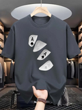 Men's T-Shirt Falling White Playing Cards With Lettering On Black T Shirt