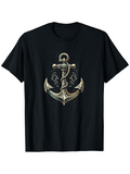 Men's T-Shirt Vintage Nautical Charm With Metallic Texture And Rope Detail Anchor