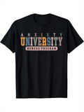 Men's T-Shirt Anxiety University Honors Program Bold Mixed Color Letters Graphic T Shirt