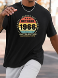 Men's T-Shirt October 1966 Retro Vintage Style With Faded Sunset Rainbow Text