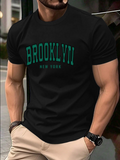 Men's T-Shirt Brooklyn New York Bold Green Letters On Black T Shirt