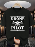 Men's T-Shirt Drone Pilot With Mechanical Details And Bold Modern Drone