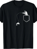 Men's T-Shirt Fisherman Sitting On Stitched Pocket With A Jumping Fish