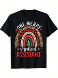 Men's T-Shirt One Merry Medical Assistant Festive Rainbow With Leopard Print Christmas Tree