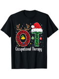 Men's T-Shirt Christmas Lights With Santa Hat And Reindeer Antlers Occupational Therapy