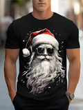 Men's T-Shirt Retro Christmas Santa With Sunglasses Wearing A Red Festive Hat Beard