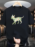 Men's T-Shirt Springtime Meadows With White Daisies Covering Playful Dog