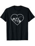 Men's T-Shirt Romantic Skeletons Facing Each Other Inside A Heart