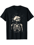 Men's T-Shirt Dramatic Paint Splatter With Detailed Artistic Skeleton Print