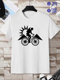 Men's T-Shirt Adventure Ride With Sunlight Behind The Mountain Cyclist