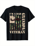 Men's T-Shirt Im A Dad Grandpa And A Veteran Patriotic Camouflage American Flag Design
