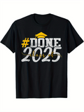 Men's T-Shirt Done Class Of 2025 With Yellow Graduation Hat Design