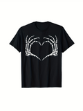 Men's T-Shirt Skeleton Hands Forming A Heart Shape On Black Shirt