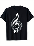Men's T-Shirt Flowing Musical Notes With Swirling Treble Clef Centerpiece