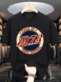 Men's T-Shirt Made In 1973 Vintage Bold Letters With Retro Round Emblem Year