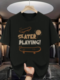 Men's T-Shirt Skater Playing Urban Street Style With Fun Sporty Skateboard