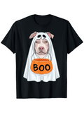 Men's T-Shirt Boo Ghost Costume Pitbull With Halloween Candy Bucket