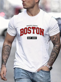Men's T-Shirt United States Boston Est 1997 Bold Varsity Letters Streetwear City