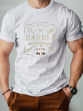 Men's T-Shirt Made In Barber Retro Emblem With Scissors And Vintage Tools