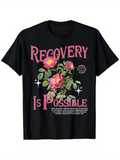 Men's T-Shirt Recovery Is Possible With Blooming Pink Flowers And Shining Green Leaves T Shirt